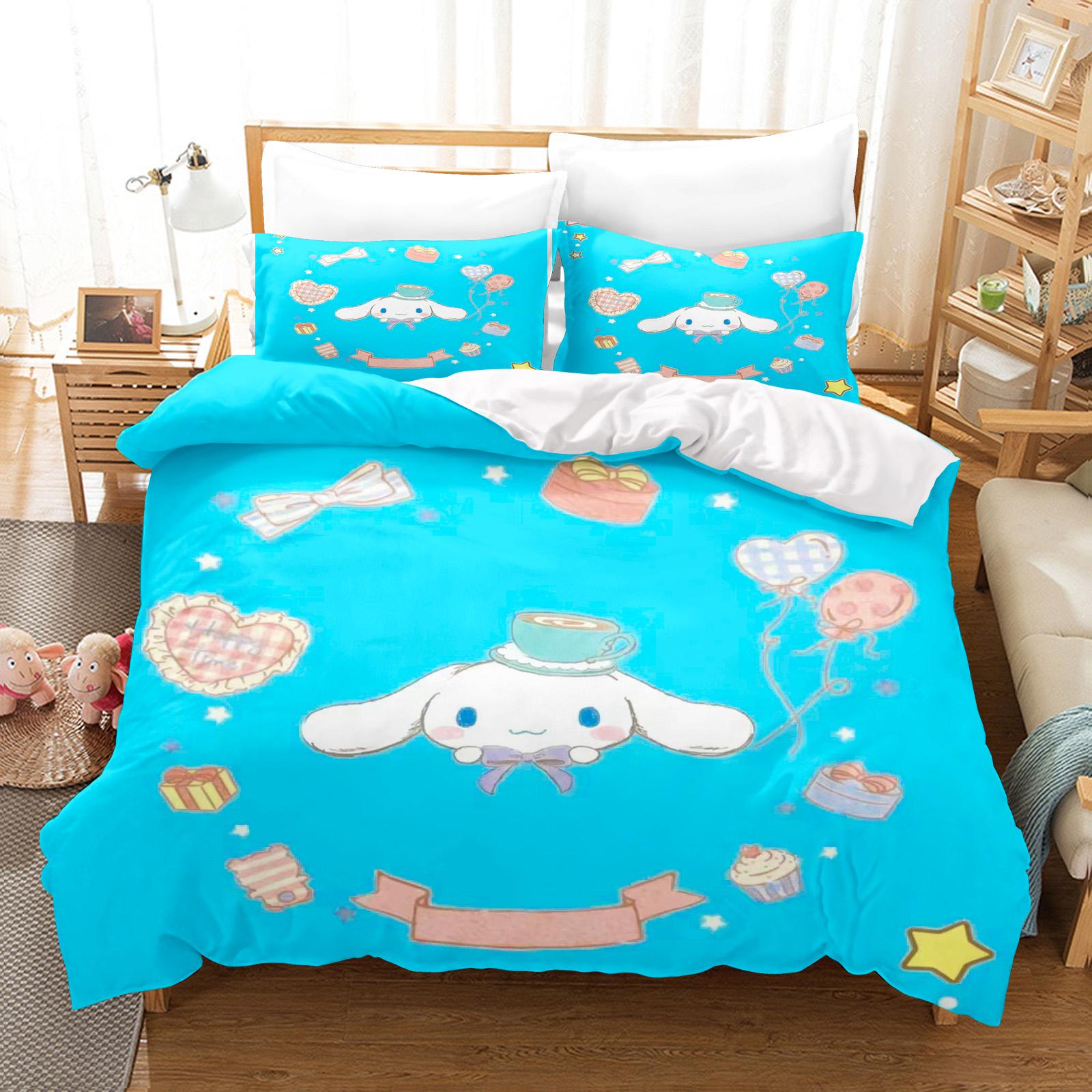 

Постільна білизна Cinnamoroll Розмір Queen Дитячий комплект постільної білизни Комплект постільної білизни Комплекти Twin Милий принт Мультяшний покривало для ковдри EU Double(200*200cm)3pcs