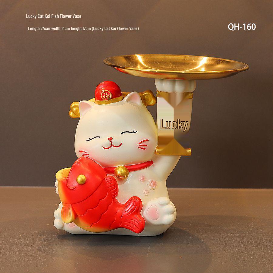 

Koi & Flower Fortune Cat Foyer Ornament Housewarming Gift