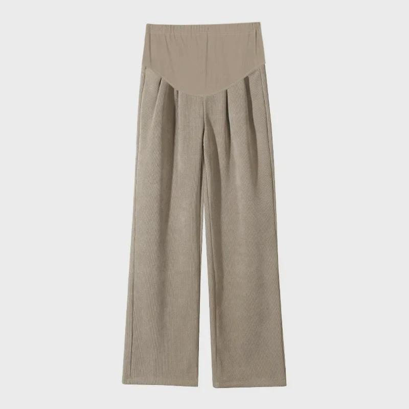 2024 Spring & Autumn Maternity Velvet Cotton Wide-Leg Pants with Belly Support