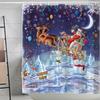 Best-Selling Christmas Digital Print Shower Curtain Waterproof, Includes Plastic C-Shaped Hooks
