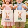 Custom Easter Bunny Bag With Name For Kids Egg Hunting Activities Reusable Goodie Bag Classroom Treat Bag Holiday Gift Basket