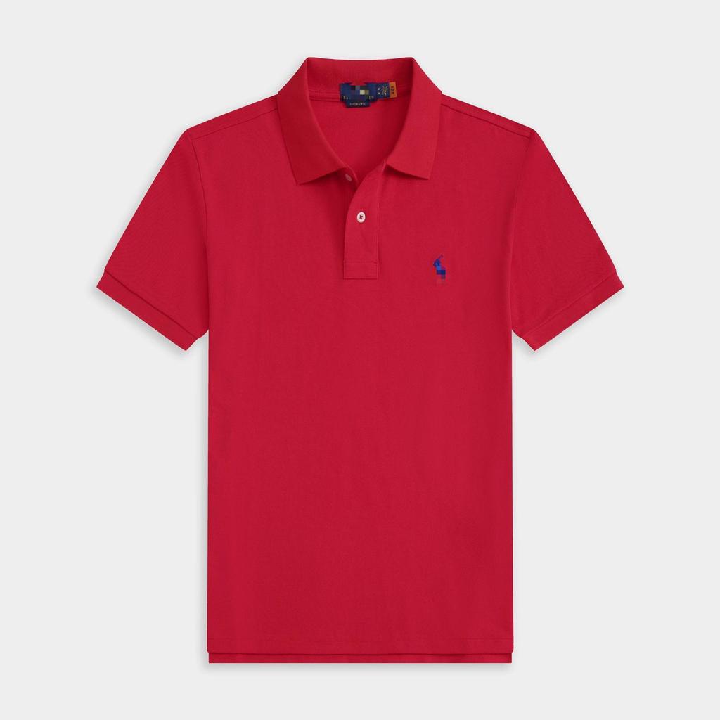 Polo a maniche corte da uomo con logo cavallo ricamato T-shirt casual