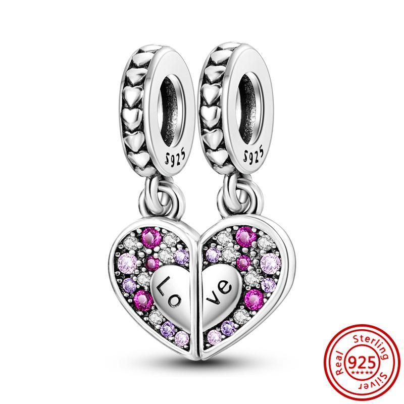 New Fit Original S925 Sterling Silver Charm Dangle Motorcycle Rainbow Evil Eye Dumbbell Bracelets Women DIY Jewelry Gift