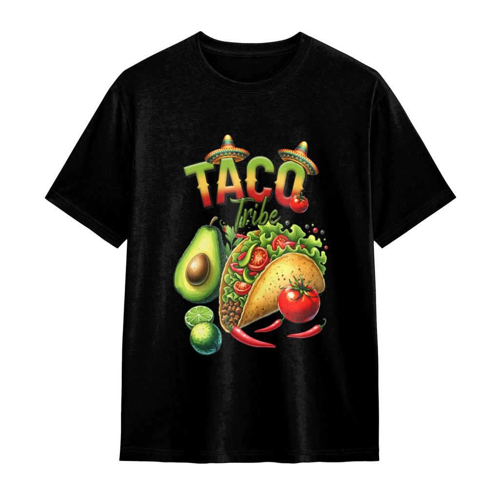 Taco Tribe Mexican T-Shirt Avocado Print Casual Retro Casual Tee for Men Women