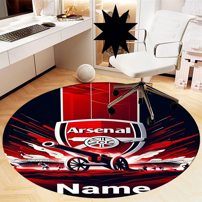 Custom Name Arsenal Football Club Printed Round Rug Carpet Chair Rug Area Rug Entryway Doormats,for Office Chair Living Room Bedroom Kitchen Room.