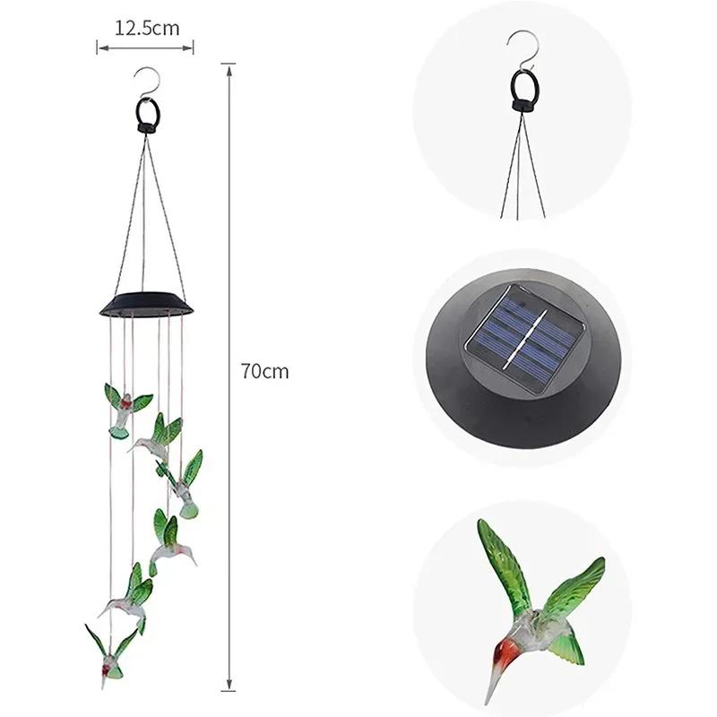 Solar Wind Chime Lamp LED Pendant Lamp Color Change Waterproof Decorative Lamp Outdoor Park Courtyard Balcony Garden Decoration