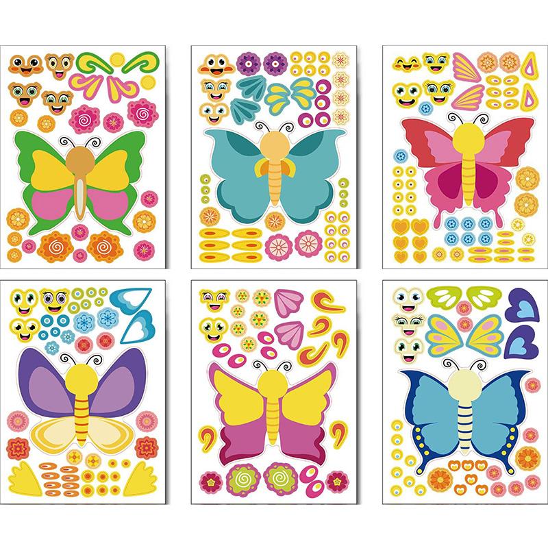 6 Sheetsset Farm Animals Assembled Sticker Kids Diy Make Animal Facial Expression Stickers Creative Toys Gift