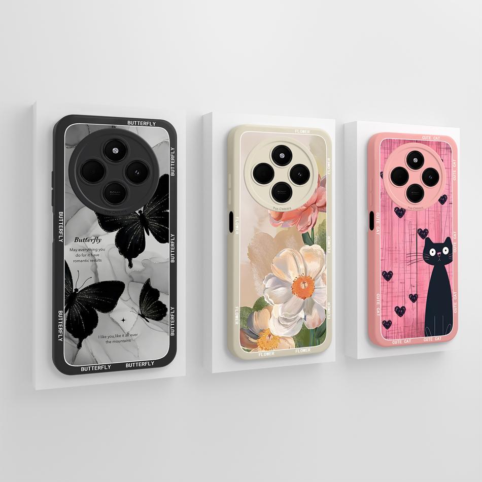 Per Custodia Telefono POCO C75 Carino Cuore Gatto Morbido Silicone Liquido Cover Posteriore Per Xiaomi Poco C 75 Protezione Completa Anti Caduta Funda Capa