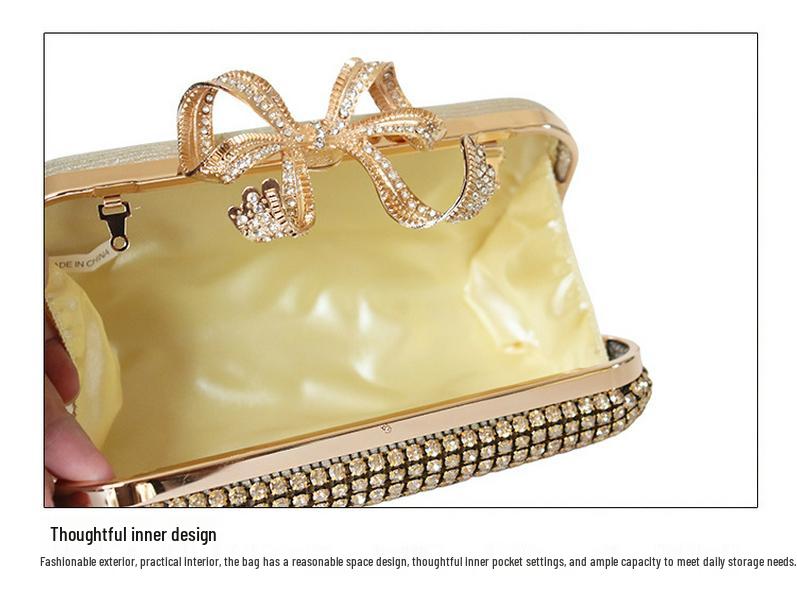 Women's Rhinestone Butterfly Evening Clutch Bag with Strap