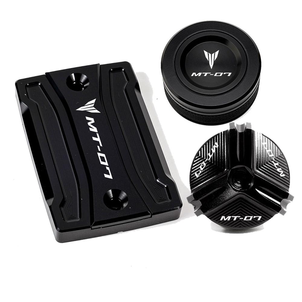 For Yamaha MT07 TRACER MT-07 2014-2022 Motorcycle Cylinder Cover Front Rear Brake Fluid Reservoir Cap Oil Filler