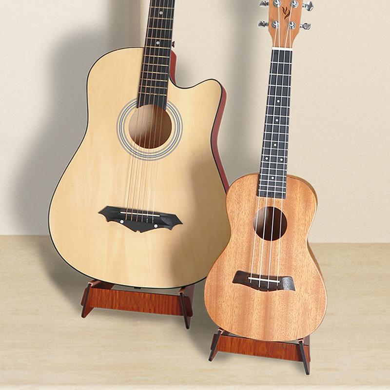 Drewniany stojak na gitarę dla instrumentów akustycznych i elektrycznych Przenośny Kształtowany Podłogowy Uchwyt Ekspozycyjny na Ukulele Mandolinę Bas