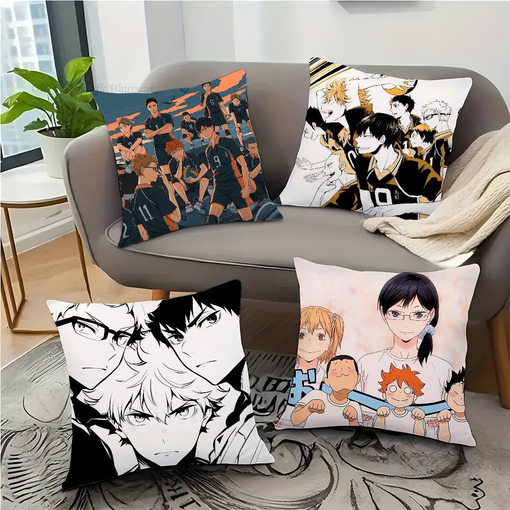 Haikyuue Hot Blooded Anime Pillow Case Square Pillow Bedroom Sofa Leisure Comfort Cushion Car Living Room Home Decoration 40X40
