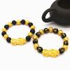 Dubai Jewelry Gold PlatedJewelry Obsidian Sixcharacter Mantra Men's Domineering Dubai Plated Brave Pixiu Bracelet