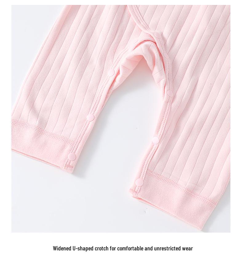 Long-Sleeved Cotton Lace-Up Baby Romper with Butterfly Design for Spring and Autumn