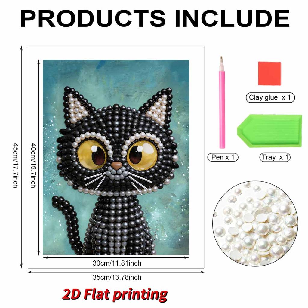 DIY Black Cat Pearl Art Painting for Home Wall Decor Pearl Gem Paintings Picture Arts Craft  for Adults/Beginners Gift Idea Home Decor Without Frame