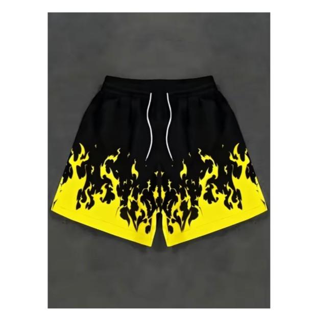 Shorts Fire Flame White Blue Green 3D Print Training Muay Thai Kickboxing Boxing MMA Unisex Sport Gym Fitness Workout Quick Dry Elastic Waist