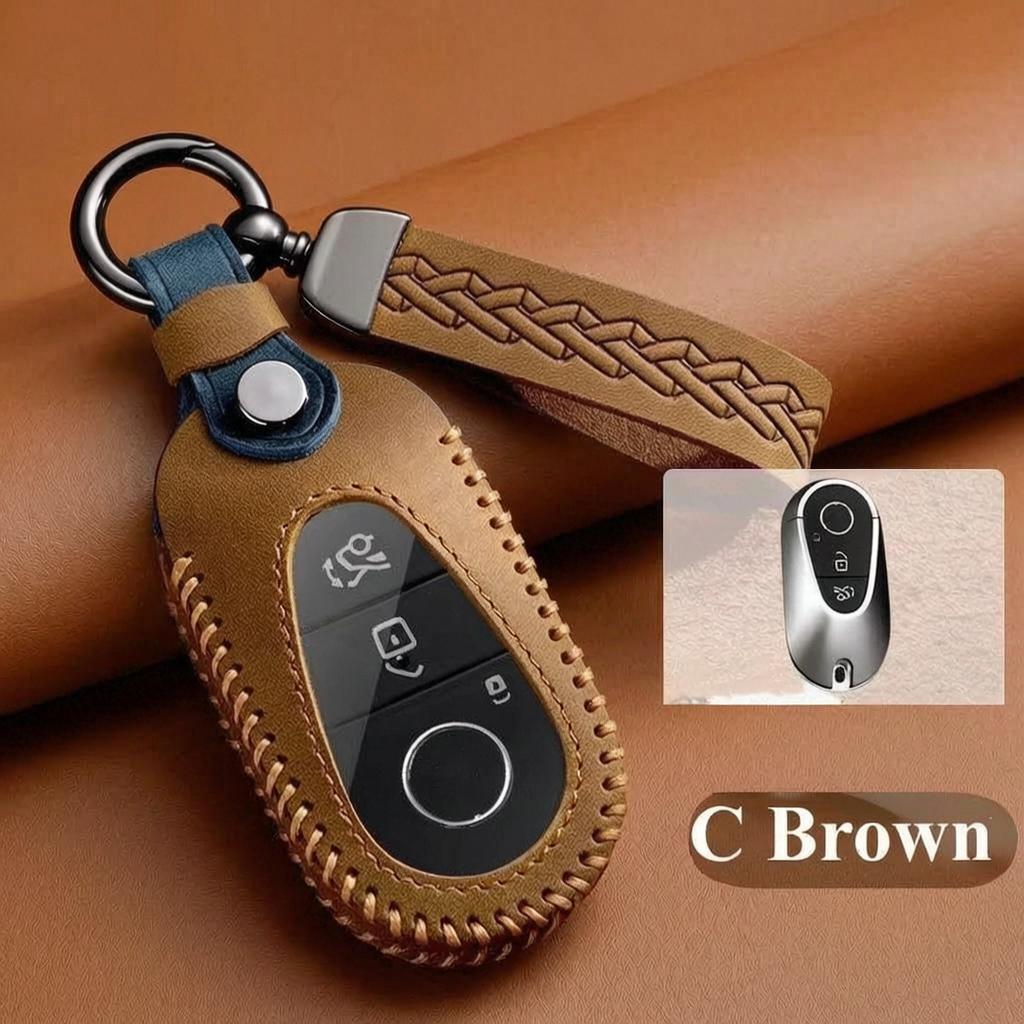 Leather Key Case For Mercedes Benz  C S Class W206 W223 S350 C260 C300 S400 S450 S500 Class Smart Key Fob Cover