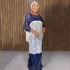 2023 Butterfly Flower Dress with Lace Patchwork - European/American Style, Long Robe, African-Inspired