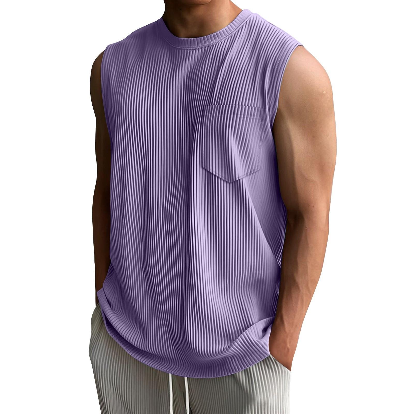 

Мужской летний однотонный полосатый спортивный жилет с карманом, мужской спортивный повседневный жилет L