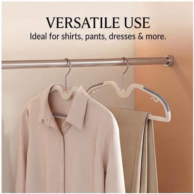 Rotatable Short-Neck Anti-Slip No-Trace Clothes Hangers, 10pcs Anti-Shoulder Mark for Home Closet & Laundry Storage Organizer