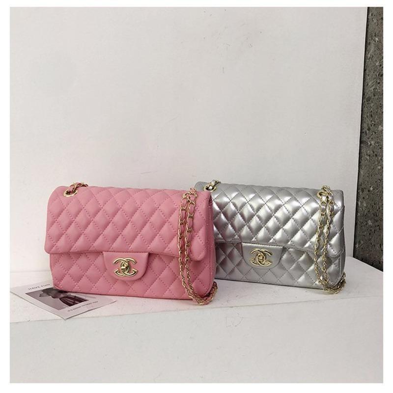 Taška Dámská Nová Taška Přes Rameno Crossbody Taška Prémiová Kůže Kosočtvercová Řetízková Taška Dámská