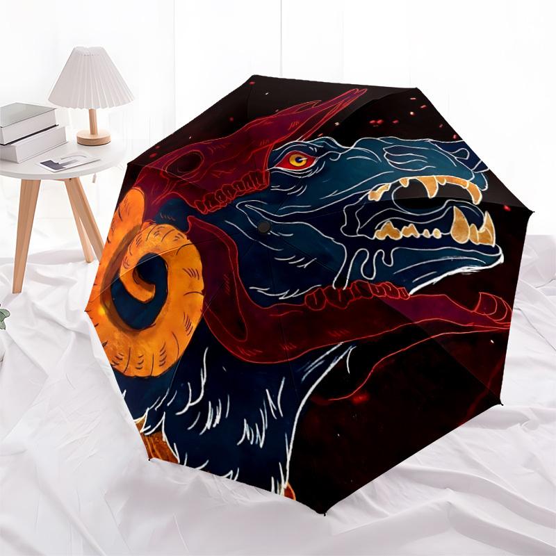 1pc Demonic Horns Automatic Open/Close Umbrella Compact Folding Umbrella, All-Season Portable Umbrella for Women/Men F1124036