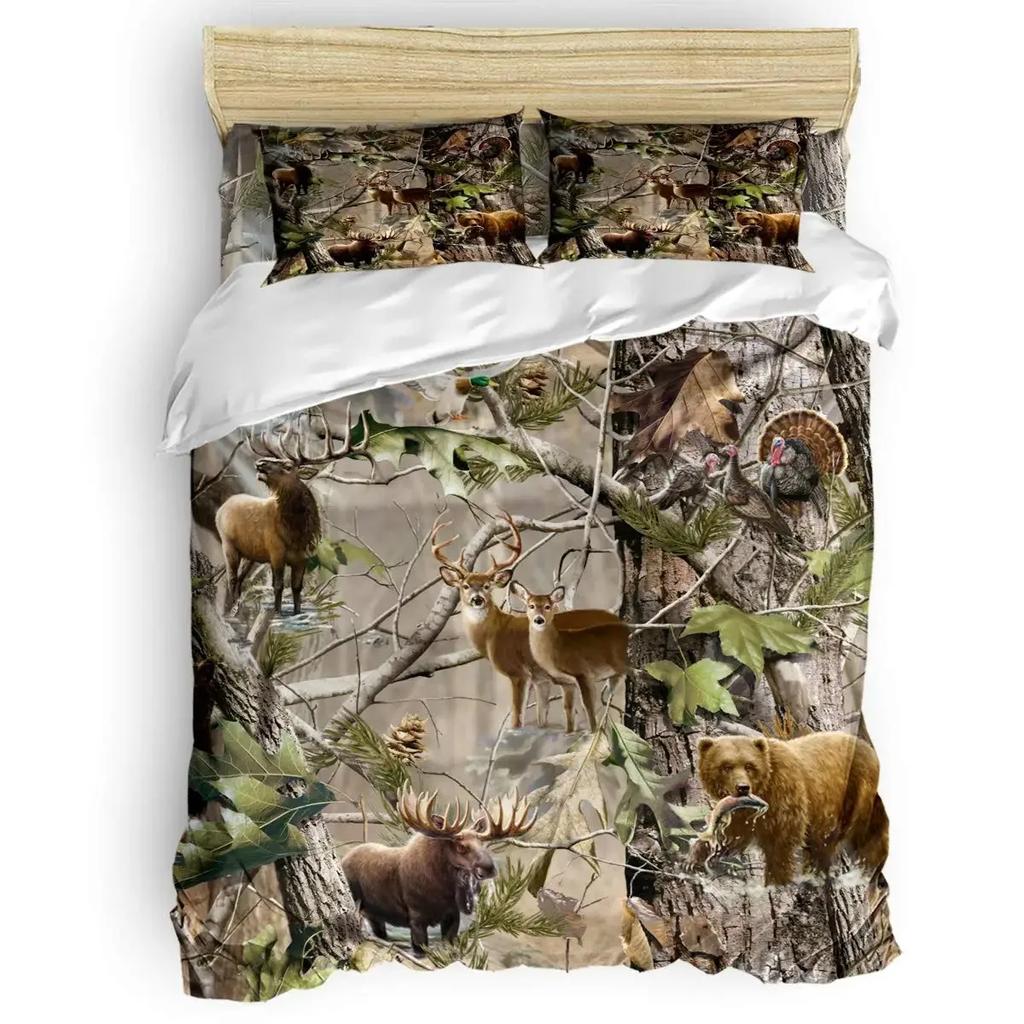 Boho Deer Head Rose Flowers Duvet Cover Set Dream Catcher Feathers Bedding Set Native American Tribal Ethnic Comforter Cover Set