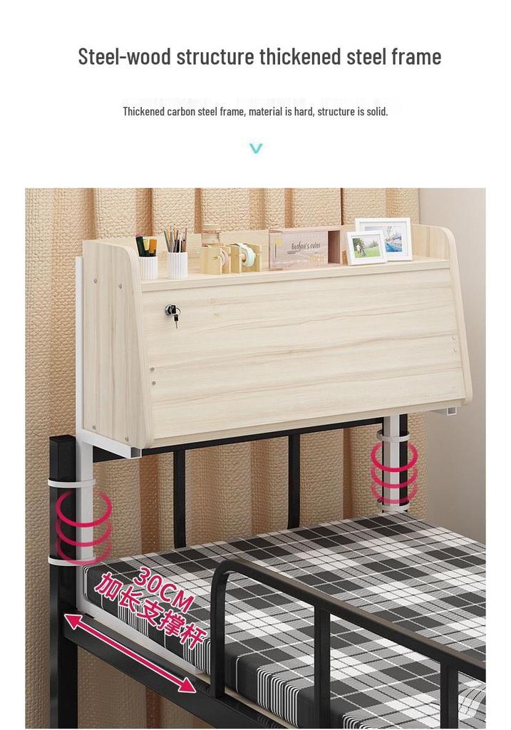 Widened Dormitory Bunk Bed with Suspended Folding Study Desk