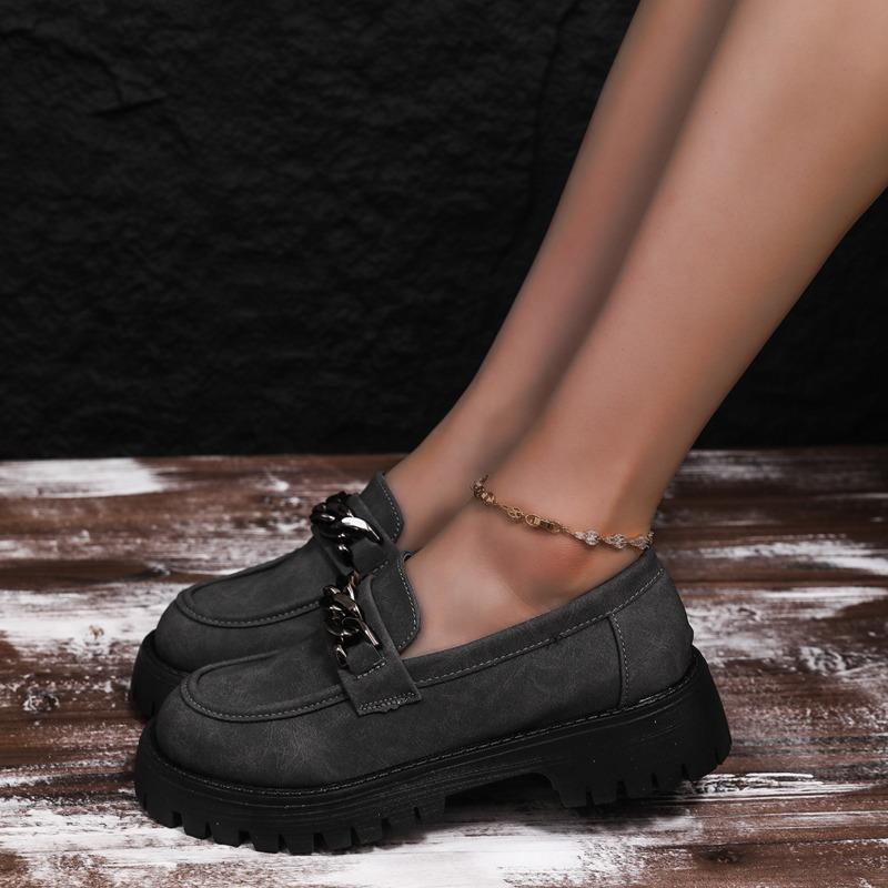 Mocasini noi cu talpă groasă pentru femei, pantofi casual cu vârf rotund