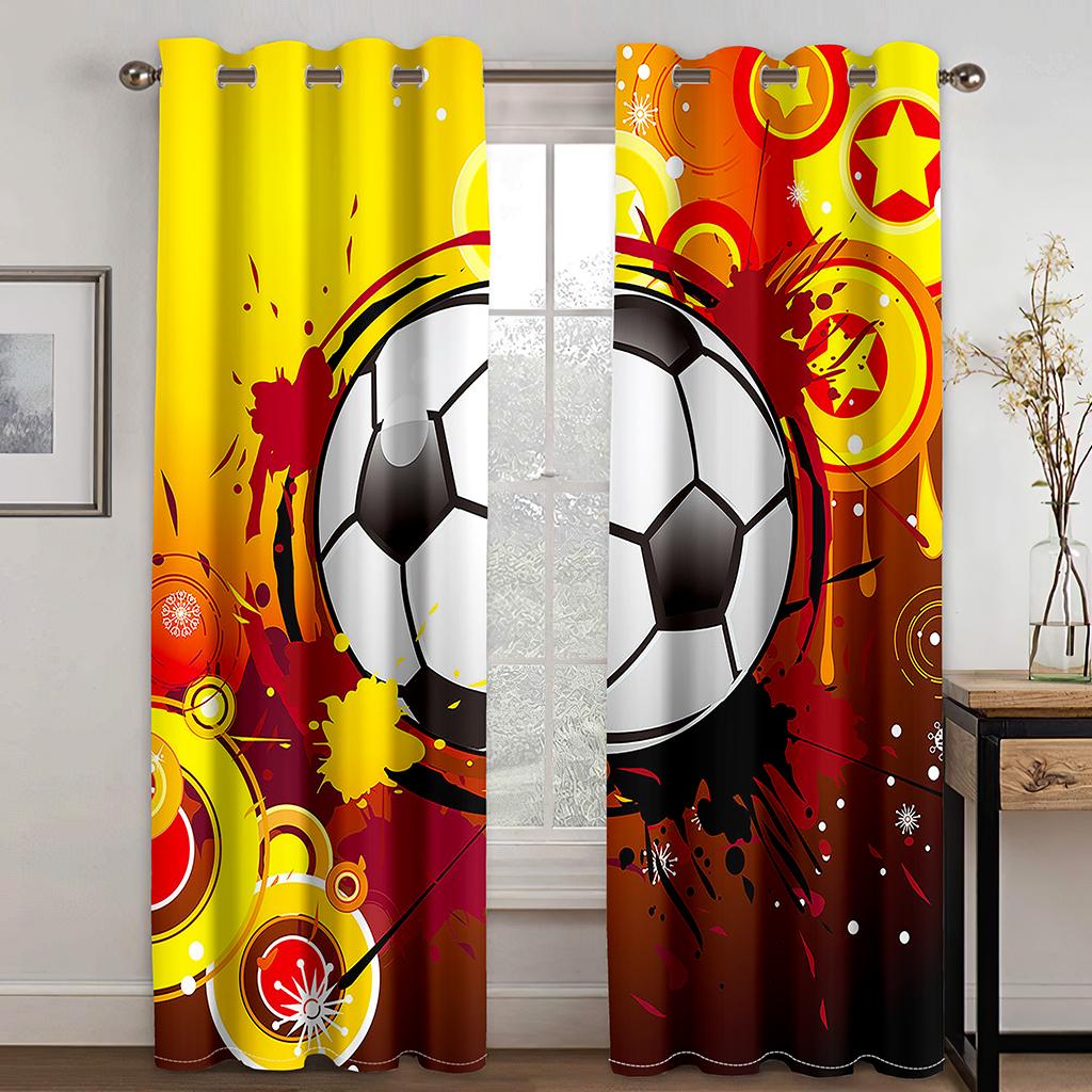 

Мультфильм Футбол Спорт Бесплатная доставка Шторы на окна для гостиной, детской спальни, ванной комнаты, кухни, двери, домашнего декора 2 шт. W65X60H(cm)X2Pcs&Grommet Top
