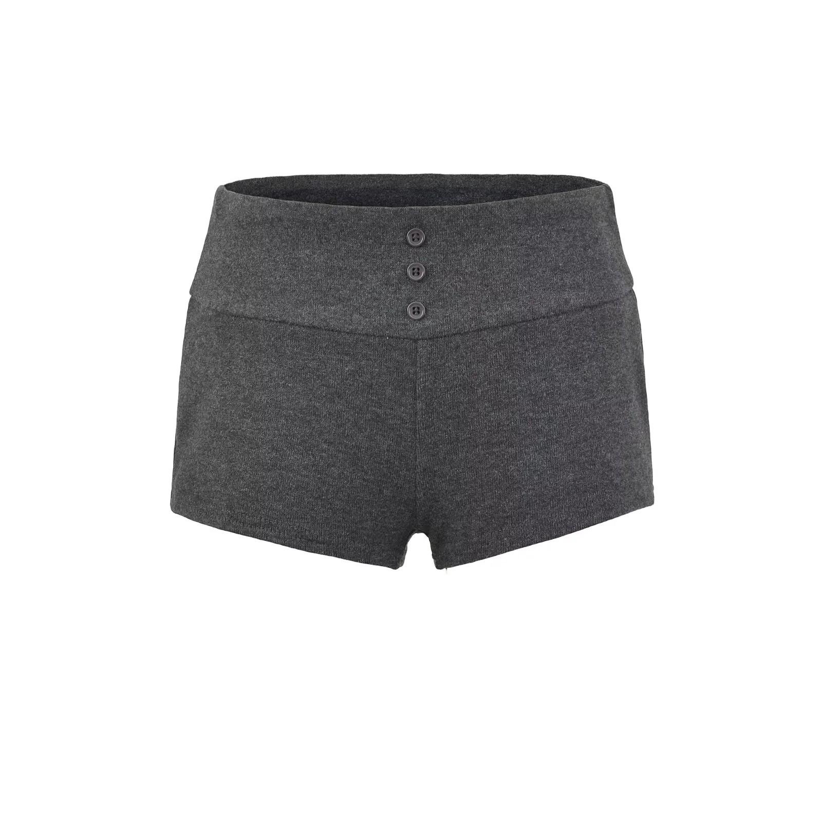

American Retro Spicy Girl Stripe Slimming Yoga Shorts for Women Medium темно-серого