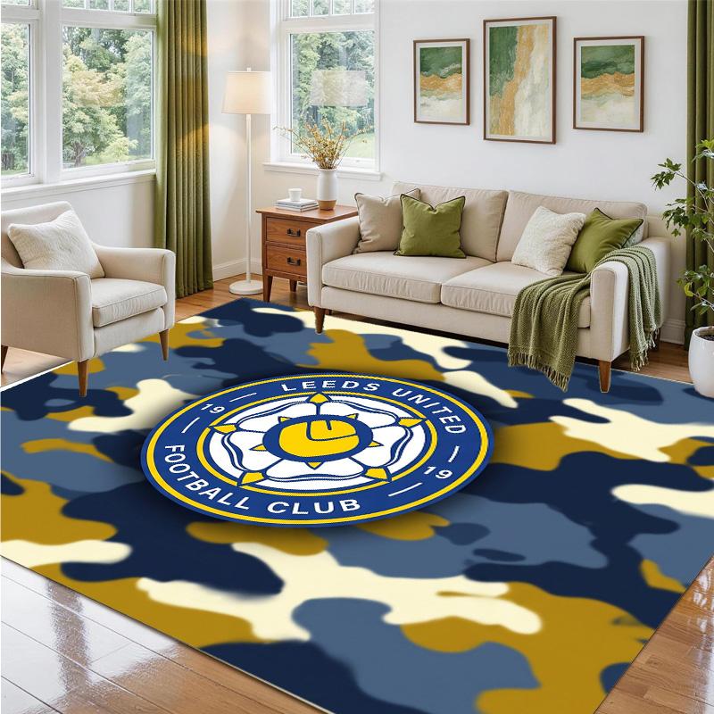 Leeds United Fußball Design Kristall Samt Teppich Weiche Dekorative Matte für Schlafzimmer Eingang