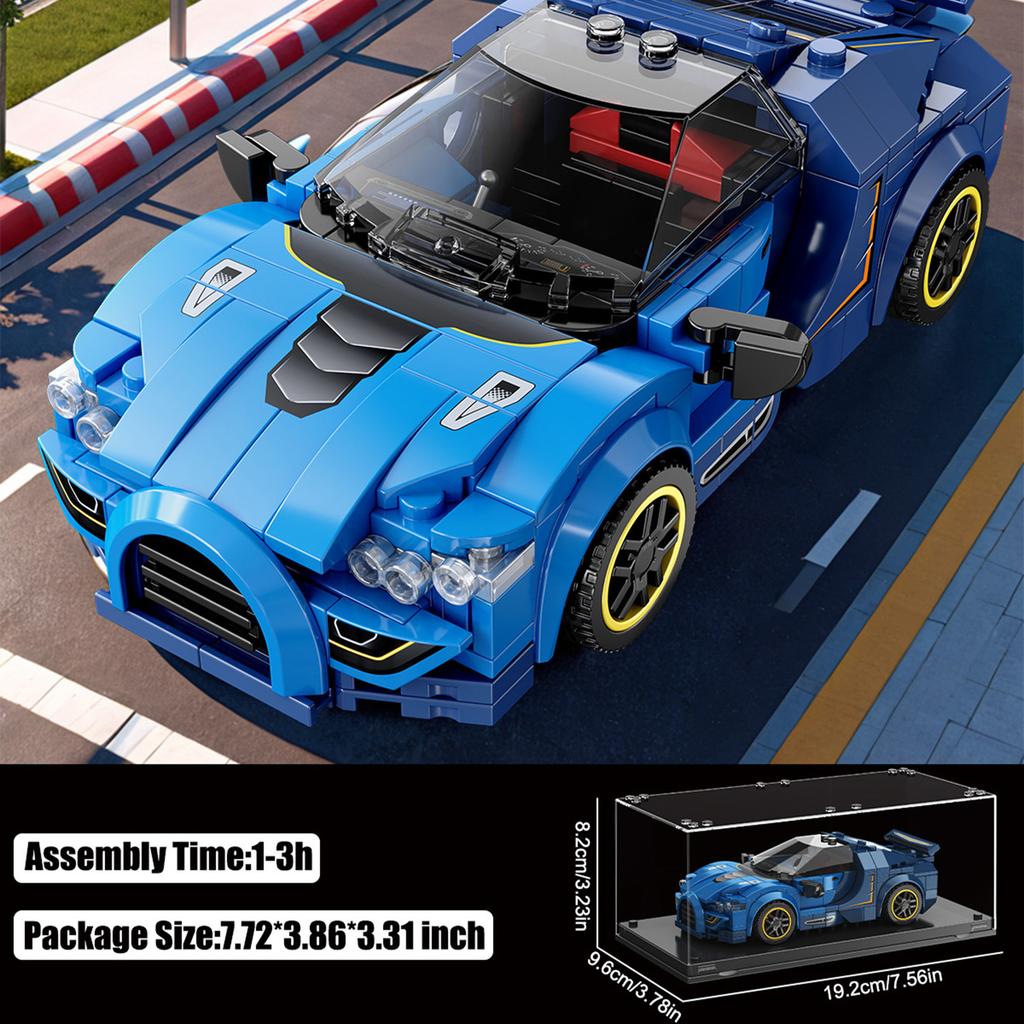 Non-Toxic 326Pcs Sports Car Building Blocks Toy Model Vehicles Assemble Bricks Toy With Transparent Display Box Desktop Decoration Gifts