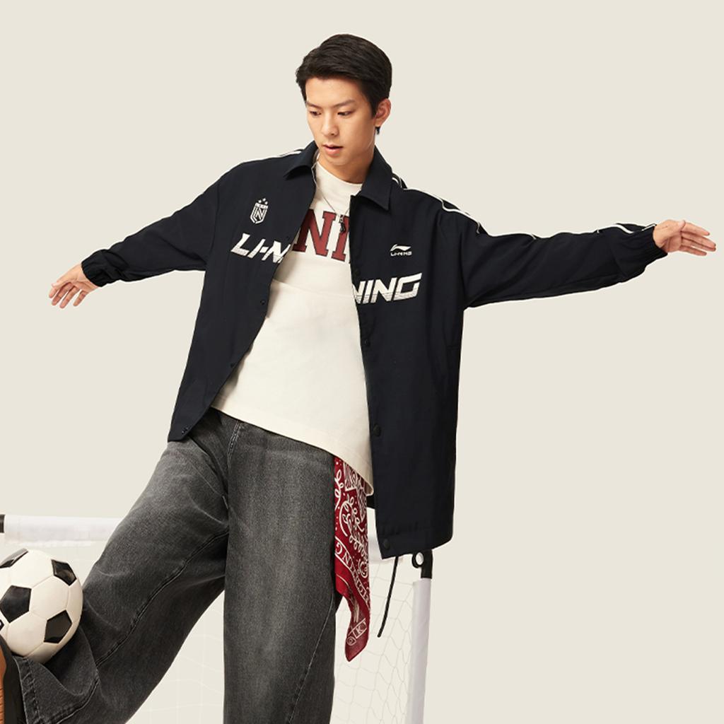 Li-Ning Sports Lifestyle Series Minimalist Versatile Letter Stripe Brand Logo Polo Casual Loose Jacket Unisex Jacket AJDV275-6