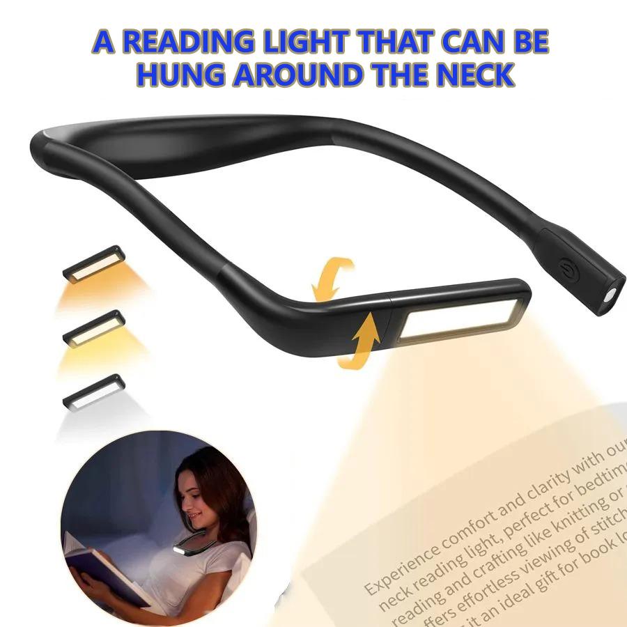 

GH8 LED Neck Reading Lights Rechargeable Flexible Reading Lamp Bendable Adjustable Portable Hanging Book Light For Camping Lighting чорний