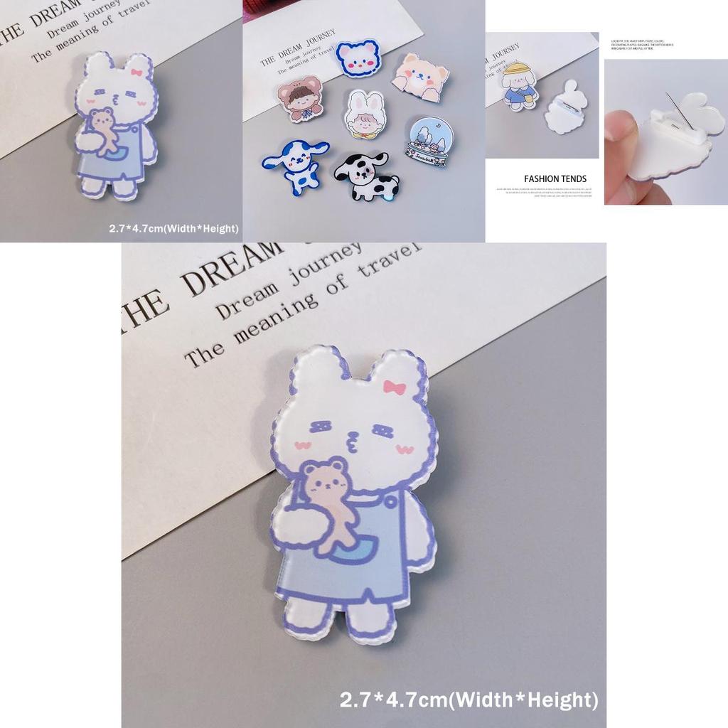 Broches Adoráveis de Cachorro, Coelho e Vaca Desenho Animado Para Decoração de Mochila e Bolsa