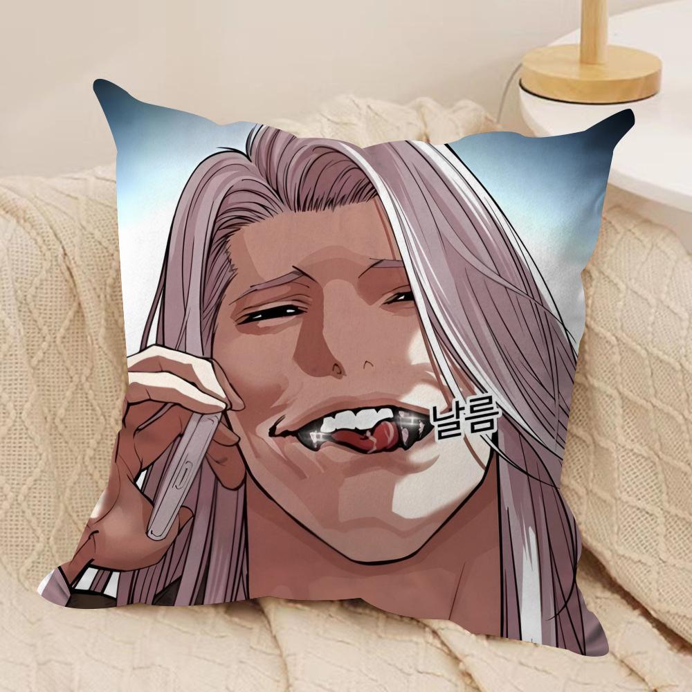 Korea Anime L-Lookism Cushion Cover Soft Plush Fabric Double-Sided Printed Sofa Cushion Cover For All Seasons Home Decor Gift