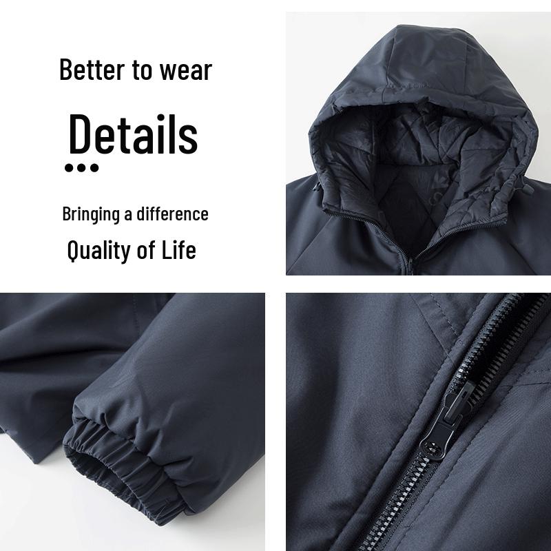 Men's Reversible Wool-Silk Filled Casual Hooded Padded Jacket
