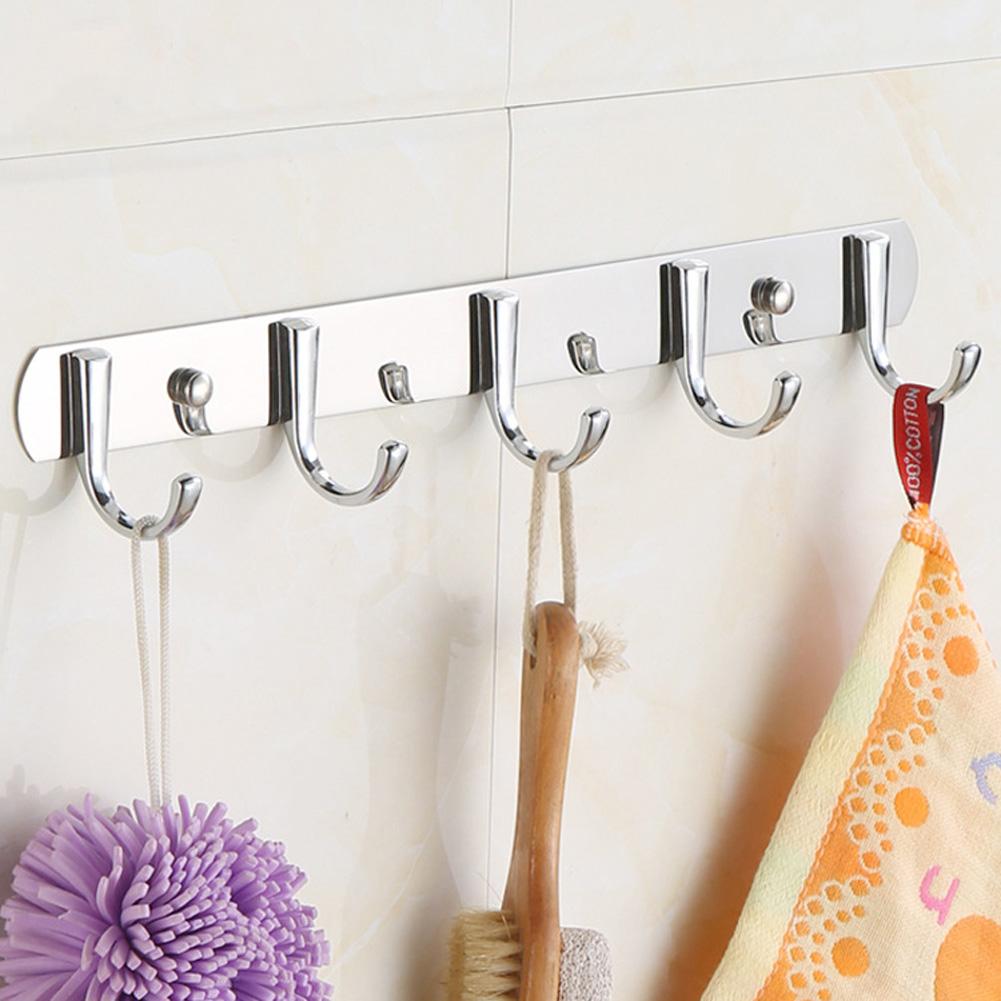 37cm Stainless Steel Clothes Hook Organizer Bathroom Bedroom Wall Towel Coat Hanger