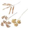 Gold Fan Leaf Simulated Flower Golden Color Plastic