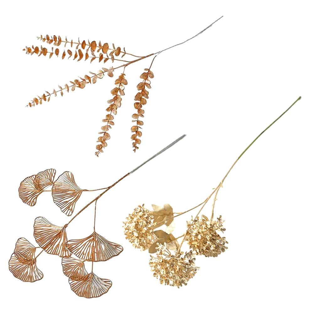 Gold Fan Leaf Simulated Flower Golden Color Plastic