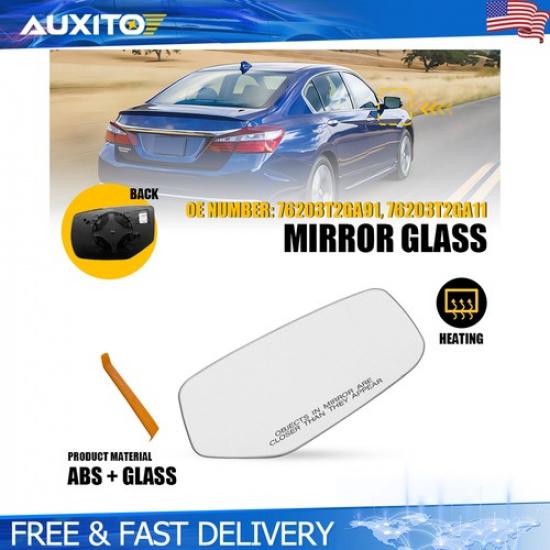 Heated Mirror Glass Passenger RH Side W/Backing Plate for 2013-17 Honda Accord