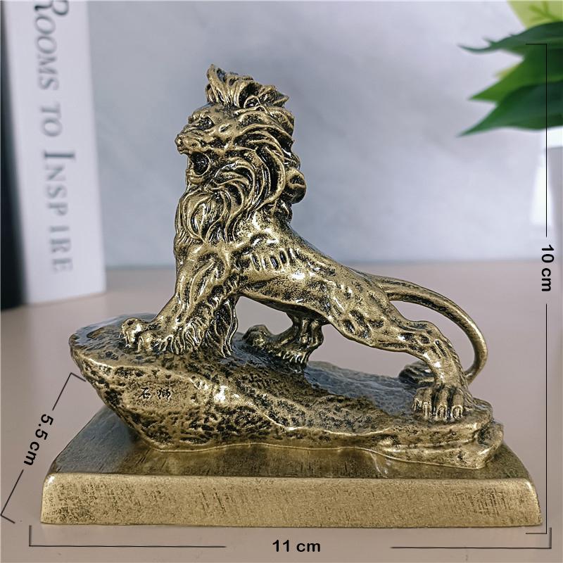 Золотые китайские львы статуи скульптуры животные дракон фигурки украшения смола ремесло фэн-шуй украшение для дома офиса бронзовый