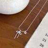 925 Sterling Silver Delicate Love Pink Diamond Bow Necklace Ins Snake Bone Chain Collarbone Chain