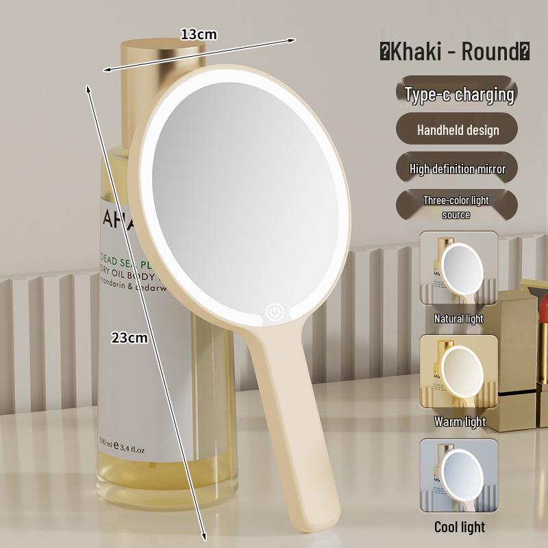 Portable LED Handheld Makeup Mirror with Customizable Light for Beauty and Dressing Table