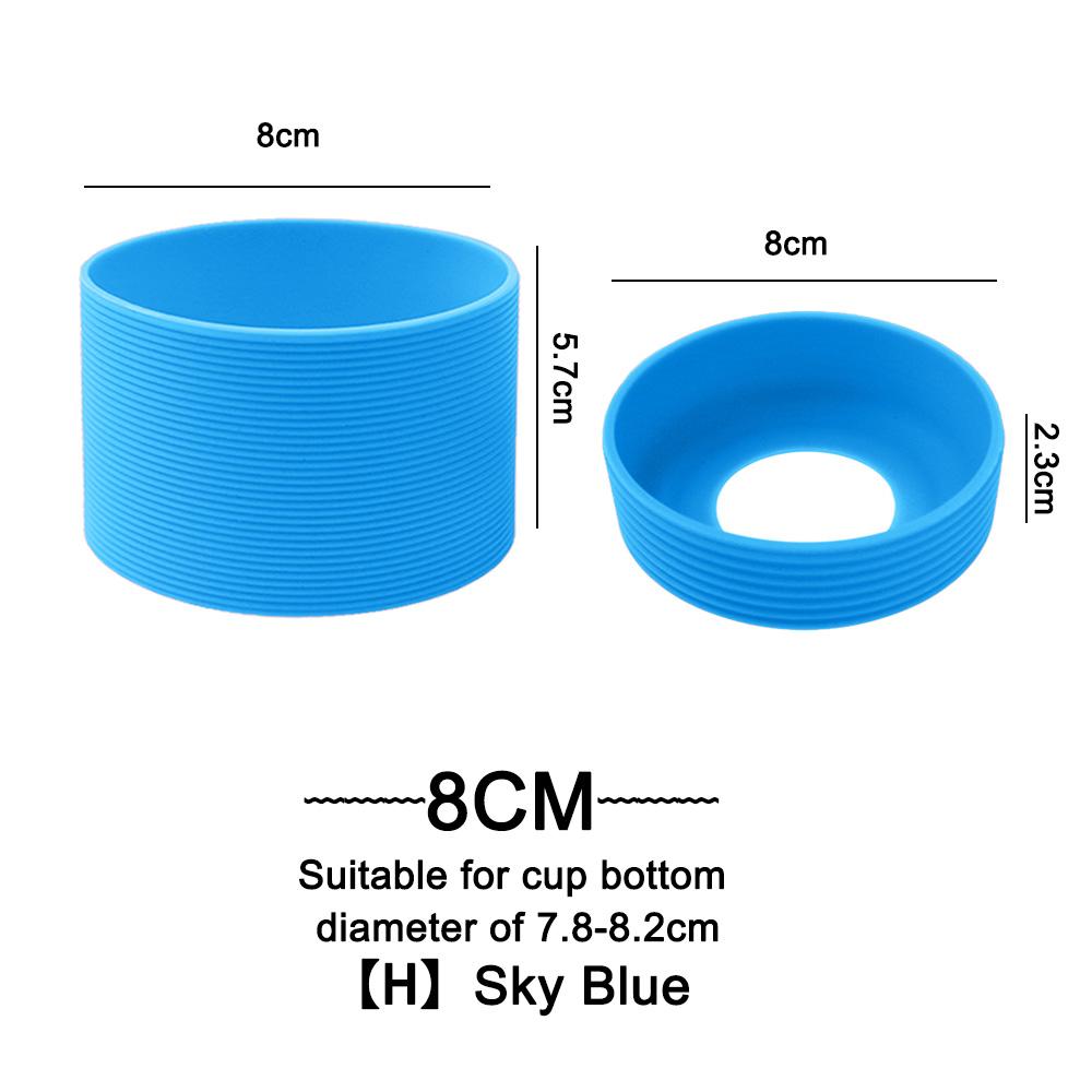 2Pc/Set 8cm 15 Colour Threaded Soft Silicone Cup Sleeve And Bottom Suit Heat Insulated Anti Slip Good Toughnes Odorless Elastic