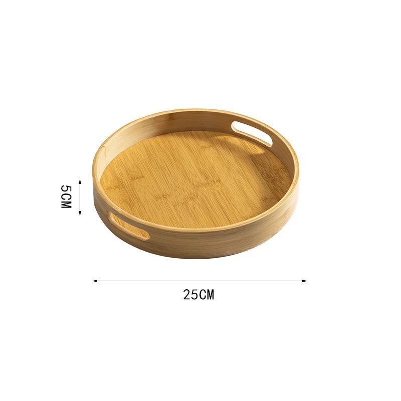 

Bamboo Rectangular Round Tea Tray Simple Wooden Storage Trays Hotel Home Breakfast Dessert Food Serving Tray Kitchen Supplies