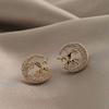 Temperament Cute Inlaid Rhinestone Flying Wings Horse Moon Stud Earrings For Women Men Dainty Horse Animal Star Earring Jewelry