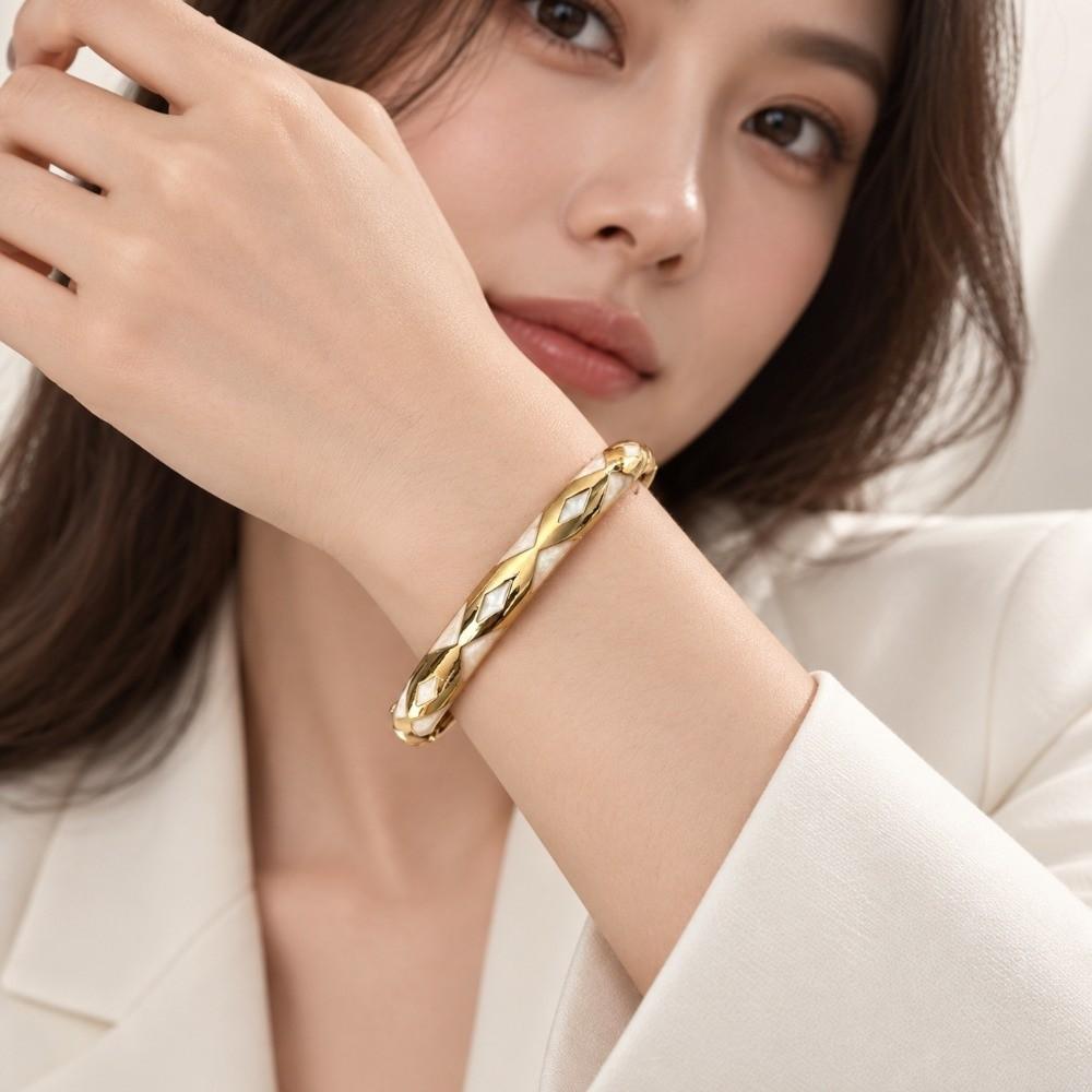 Gold Plated Bangle Bracelet Inlaid Rhinestone Wrist Jewelry Bangle Jewelry Gift Party Daily Wear