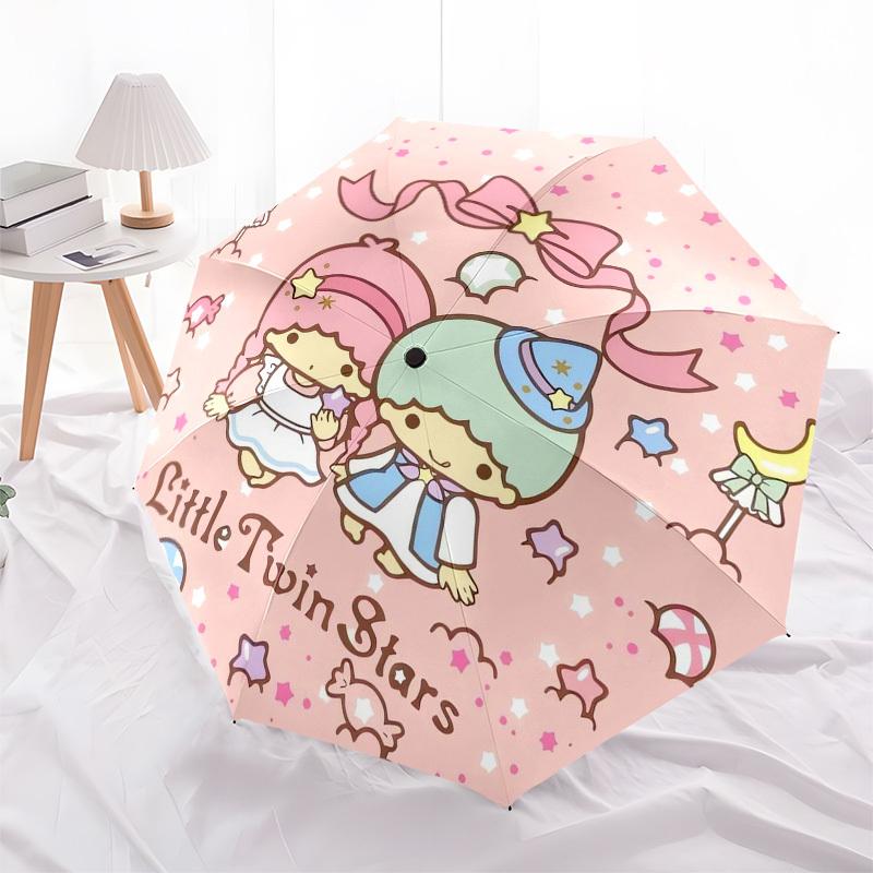 1pc Little Twin Stars Umbrella with Plastic Handle,Compact & Stylish,Suitable for All Seasons Home Travel Outdoor N039